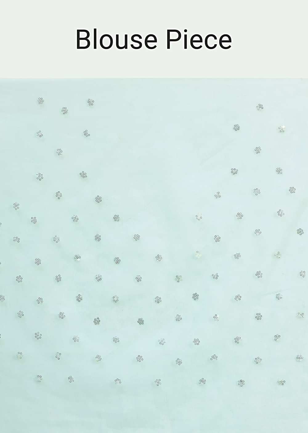 Blue Organza Floral Printed Saree With Sequin Scallop Border And Unstitched Blouse