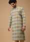 Blue Printed Kurta Set In Handwoven Silk