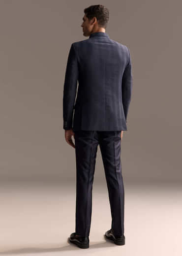 Blue Rayon Jodhpuri Suit For Men With Subtle Pattern