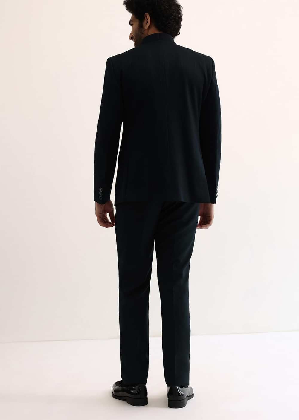 Blue Self Work Embroidered Tuxedo