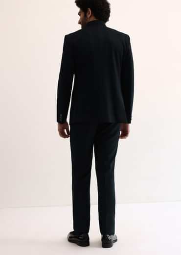 Blue Self Work Embroidered Tuxedo