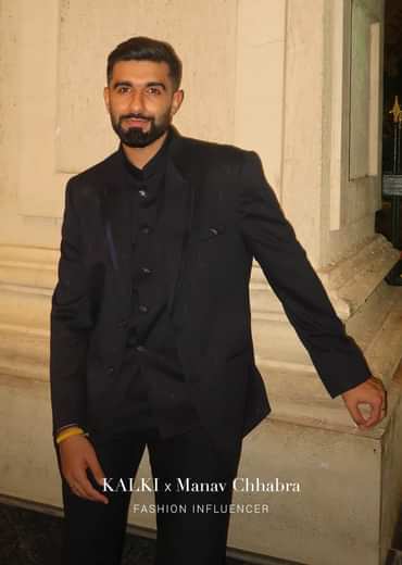 Blue Self Work Embroidered Tuxedo