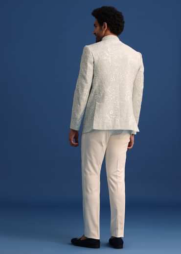 Blue Silk Jodhpuri Pant Set With Hand Work