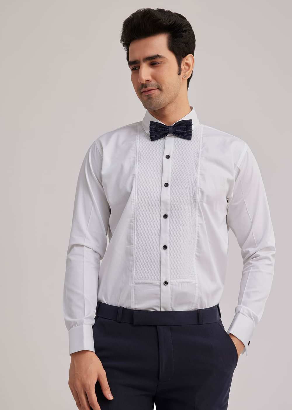 Blue Silk Tuxedo With Resham Work