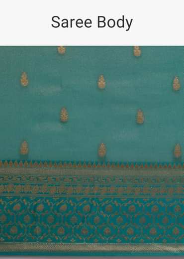 Blue Tissue Silk Saree With Chanderi Zari Weaving