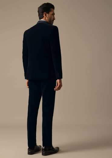 Blue Velvet Tuxedo Set For Men