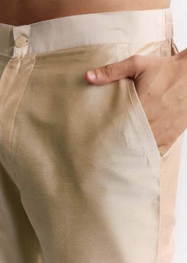 Blush Peach Silk Kurta Jacket Set With Sequins And Moti Detailing