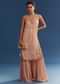 Blush Pink Organza Palazzo Set With Embroidered Kurta