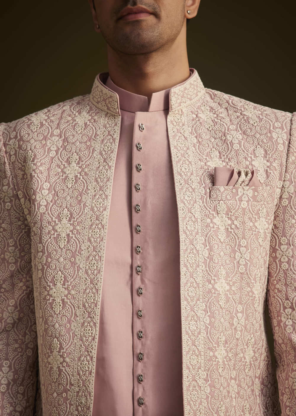 Blush Pink Embroidered Indo Western Set