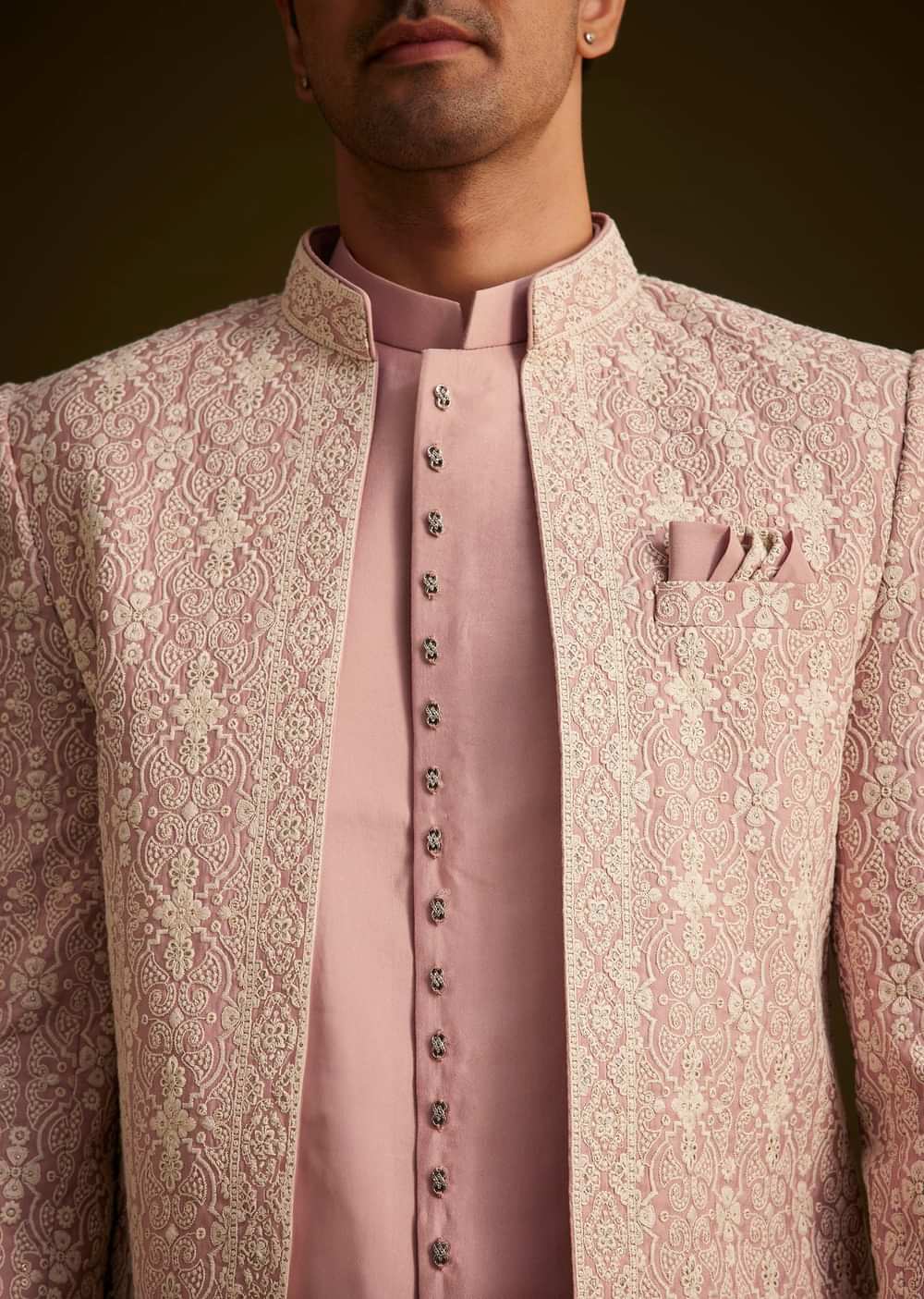 Blush Pink Embroidered Indo Western Set