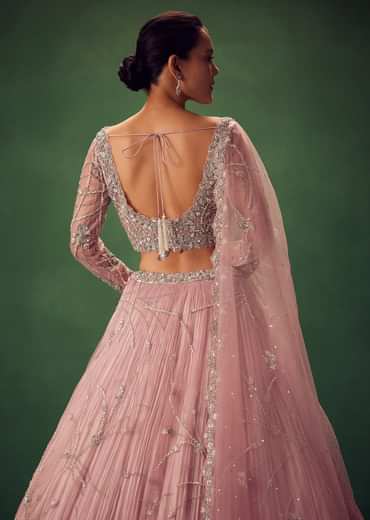 Blush Pink Hand Embroidered Lehenga Set
