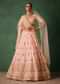 Blush Pink Raw Silk Zardosi Embroidered Bridal Lehenga Set