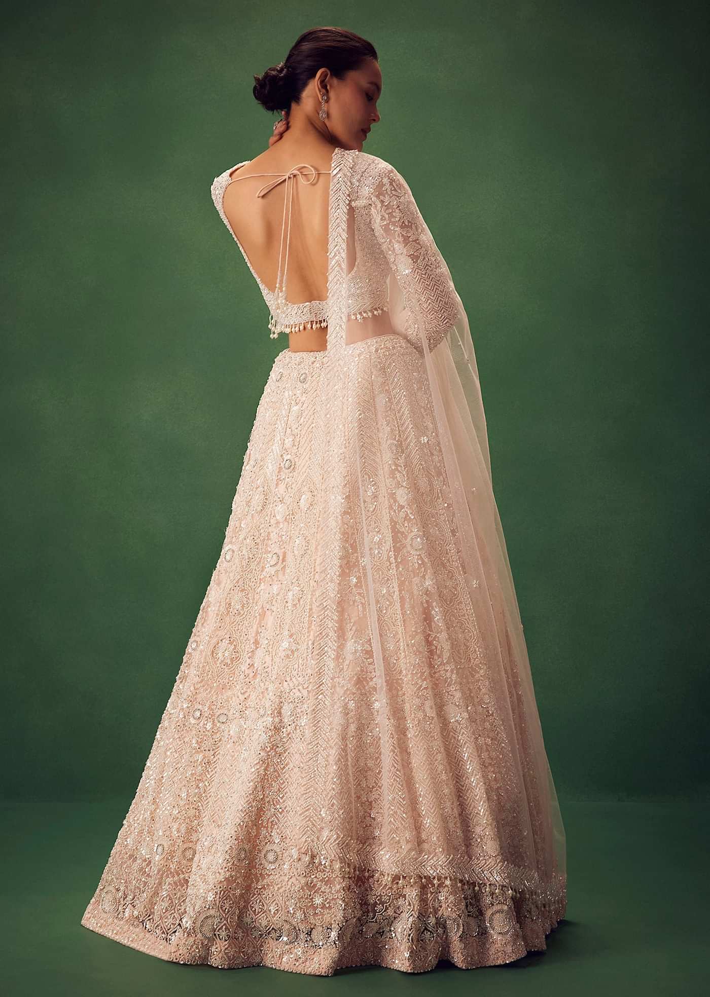 Blush Pink Sequin Work Lehenga Set