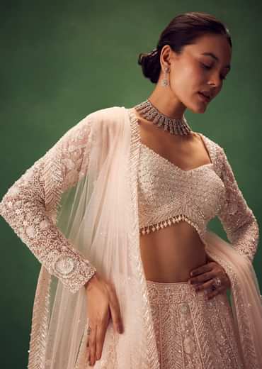 Blush Pink Sequin Work Lehenga Set