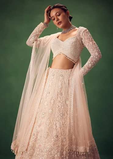 Blush Pink Sequin Work Lehenga Set
