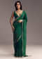 Bottle Green Organza Saree With Scalloped Cut Dana Detailing