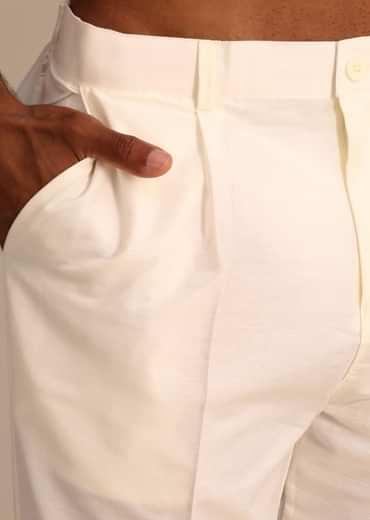 Bottle Green Silk Kurta And Pant Set With Hand Embroidered Yoke