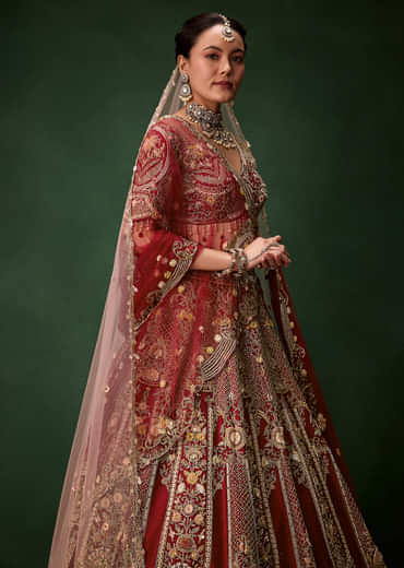 Bridal Lehenga Heavy Work Set with Two Dupattas