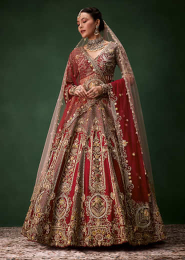 Bridal Lehenga Heavy Work Set with Two Dupattas