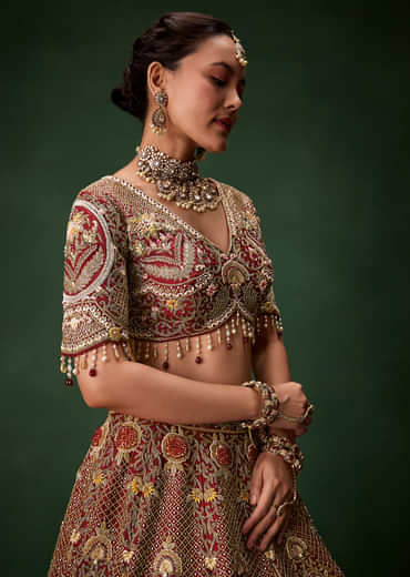 Bridal Lehenga Heavy Work Set with Two Dupattas