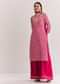 Pink Leheriya Zardosi Work Kurta Palazzo Suit