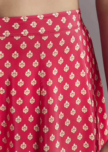 Bright Red Printed Cape Set