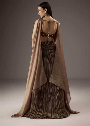 Brown Banarasi Silk Bridesmaid Lehenga