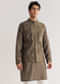 Brown Chanderi Silk Jacket Kurta Set With Mirror And Stone Work