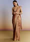 Brown Rust Tissue Saree With Moti Beads And Sequins