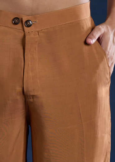 Brown Sequin Work Mens Kurta and Pant Set