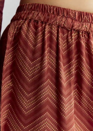 Brown Silk Anarkali Suit With Indie Print And Embroidery