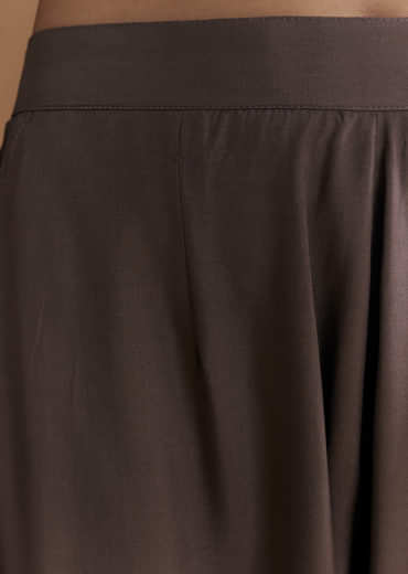 Brown Silk Kurta Set With Floral And Paisley Print