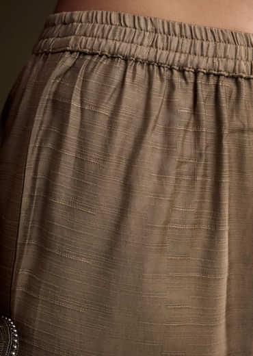 Brown Silk Kurta Set With Zari And Gota Work