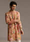 Brown Silk Printed Designer Kurta For Men With Print