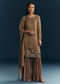 Brown Tissue Sharara Suit With Zardosi And Thread Work