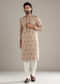 Brown Velvet Kurta Set For Men With Mirror And Cut Dana Work