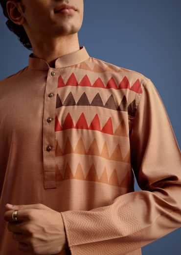 Brown Geometric Hand Block Printed Kurta Set