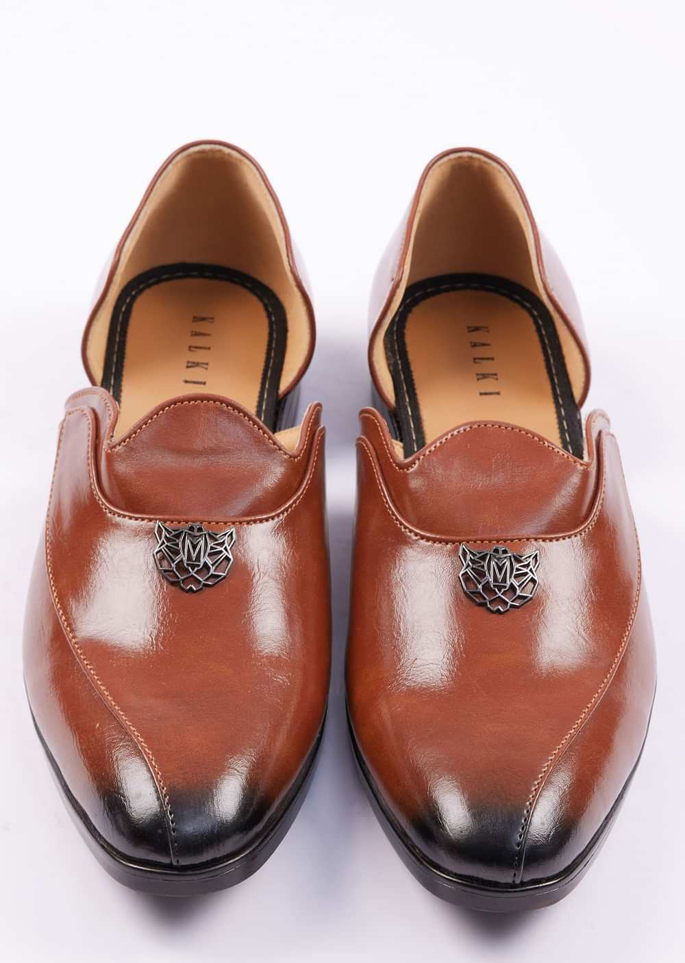Brown Glossy Juttis For Men