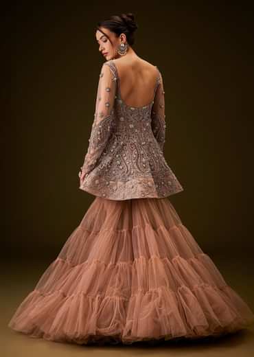 Brown Hand Embroidered Sharara Set