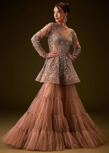 Brown Hand Embroidered Sharara Set