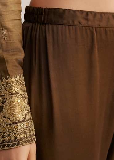 Brown Ombre Embroidered Suit