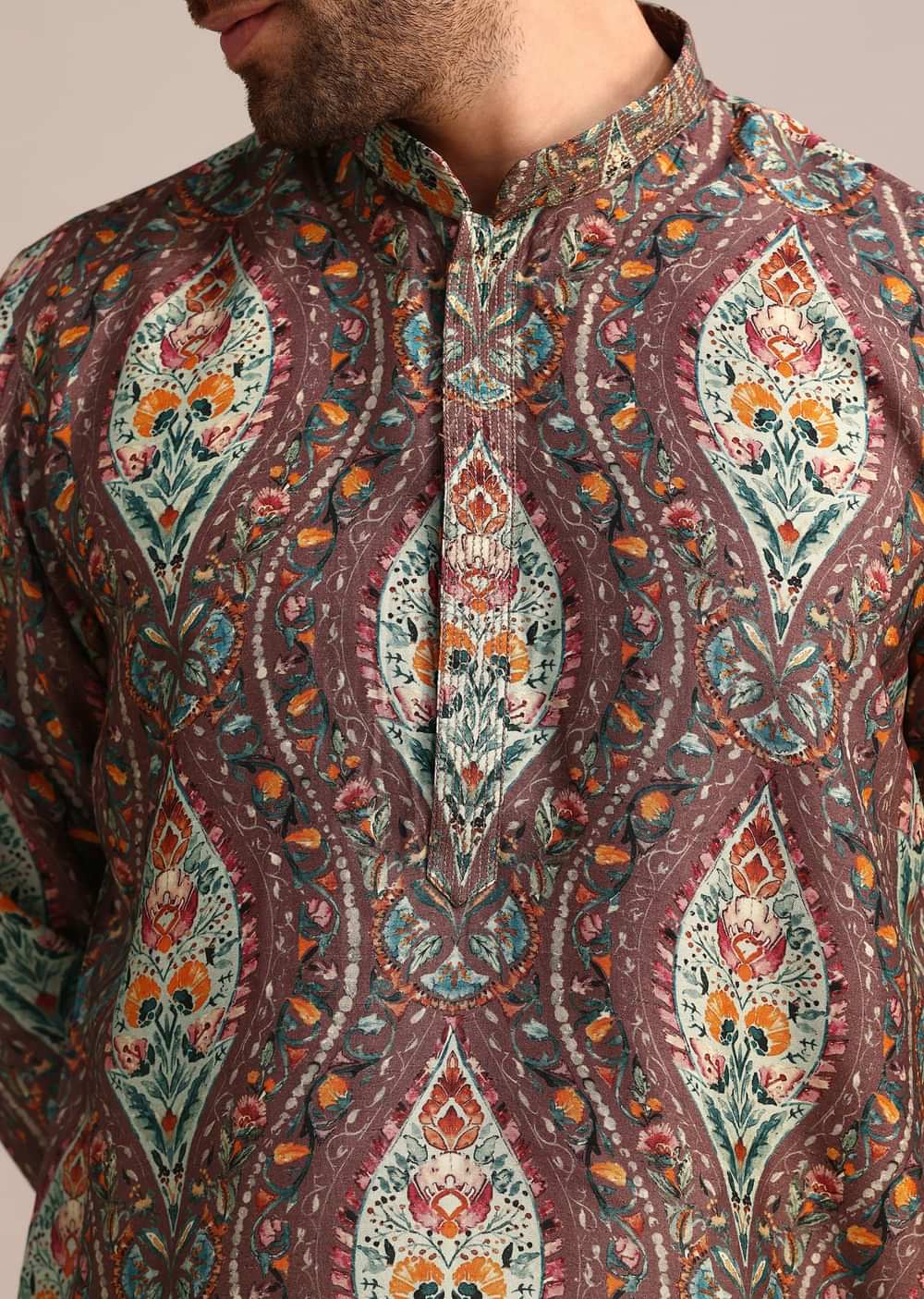 Brown Printed Kurta And Patiala Salwar Set