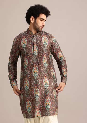 Brown Printed Kurta And Patiala Salwar Set