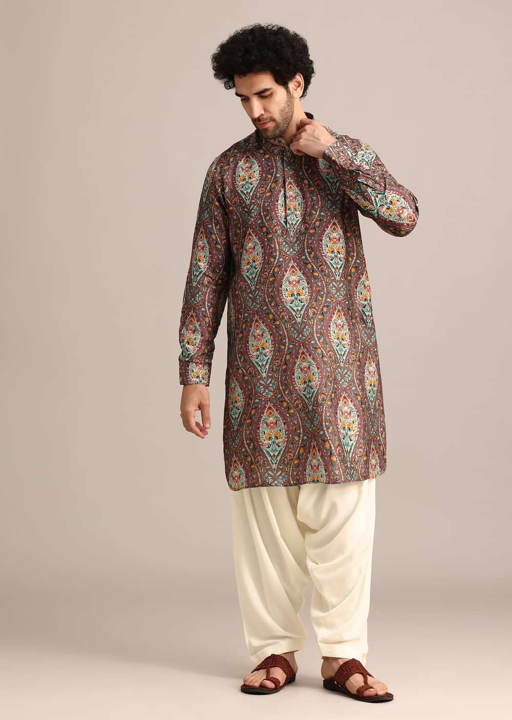 Brown Printed Kurta And Patiala Salwar Set