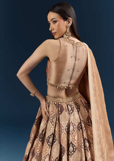 Brown Tussar Bridesmaid Lehenga With Heavy Embroidery