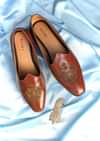 Brown Vegan Leather Jutti With Zardosi Work