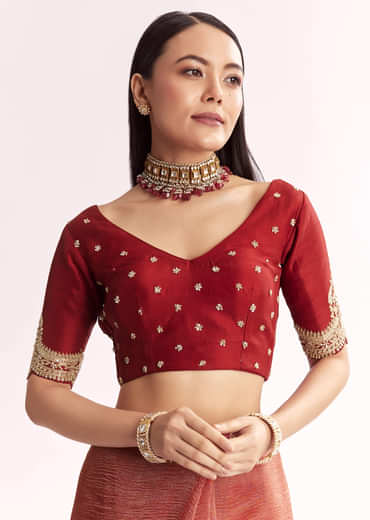 Brownish Mauve Crush Tissue Saree With Heavy Border And Blouse