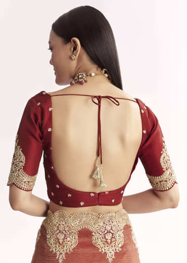 Brownish Mauve Crush Tissue Saree With Heavy Border And Blouse