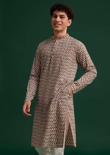 Black Jaipuri Cotton Block Printed Kurta Set