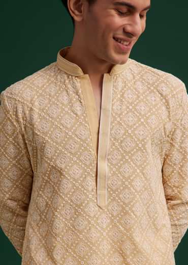 Yellow Georgette Embroidered Kurta Set